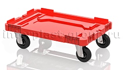 Тележка пластиковая сплошная без тормозов усиленная красная