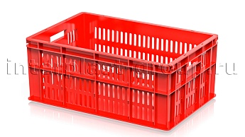 Ящик для молока, мяса, овощей и фруктов большая перфорация дно сплошное красный в Пушкино