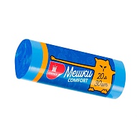 Мешки для мусора 20 л, синие, в рулоне 30 шт., ПНД, 8 мкм, 500х400 мм, Comfort, М0017 (МН 20-30с) в Пушкино Мешки для мусора 20 л, синие, в рулоне 30 шт., ПНД, 8 мкм, 500х400 мм, Comfort, М0017 (МН 20-30с) в Пушкино