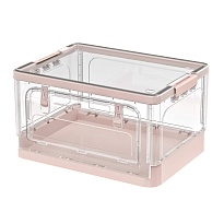 Ящик пластиковый складной прозрачный коричневый, дно розовое,490х360х280 мм, с колесиками в Пушкино Ящик пластиковый складной прозрачный коричневый, дно розовое,490х360х280 мм, с колесиками в Пушкино
