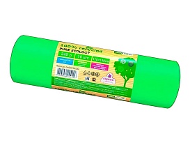 Мешки для мусора 240 л, ароматизированные, биоразлагаемые, зеленые, в рулоне 10 шт., ПВД 40 мкм, 1500х1100 мм, PURE ECOLOGY, bio24010120 в Пушкино