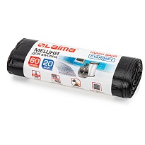 Мешки для мусора 60 л, черные, в рулоне 20 шт., ПНД, 10 мкм, 700х600 мм, LAIMA, 601381 в Пушкино