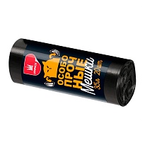 Мешки для мусора 35 л, черные, в рулоне 20 шт., ПНД, 12 мкм, 600х500 мм, Особопрочные, МП7788 в Пушкино