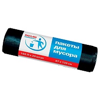 Мешки для мусора 160 л, черные, в рулоне 20 шт., ПВД, 30 мкм, 1200х870 мм, PACLAN Professional, 604082 в Пушкино Мешки для мусора 160 л, черные, в рулоне 20 шт., ПВД, 30 мкм, 1200х870 мм, PACLAN Professional, 604082 в Пушкино
