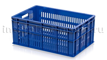 Ящик для молока, мяса, овощей и фруктов большая перфорация дно сплошное синий в Пушкино