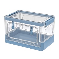 Ящик пластиковый складной прозрачный, дно синее, 360х235х230 мм, с колесиками в Пушкино Ящик пластиковый складной прозрачный, дно синее, 360х235х230 мм, с колесиками в Пушкино
