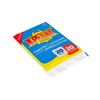 Мешки для мусора 20 л, с ручками, черные, в пачке 20 шт., ПНД, 10 мкм, 550х440 мм, Крепак, 4607075710085 в Пушкино