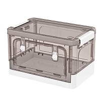 Ящик пластиковый складной прозрачный коричневый, дно белое, 360х235х230 мм, с колесиками в Пушкино Ящик пластиковый складной прозрачный коричневый, дно белое, 360х235х230 мм, с колесиками в Пушкино