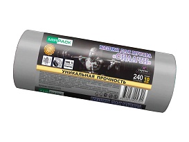 Мешки для мусора 240 л, ароматизированные, серые, в рулоне 10 шт., ПВД 40 мкм, 1500х1100 мм, СИЛАЧИ, sil240111101 в Пушкино