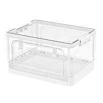 Ящик пластиковый складной прозрачный, дно белое, 360х235х230 мм, с колесиками в Пушкино
