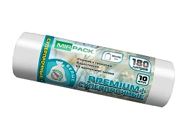 Мешки для мусора 180 л, ароматизированные, белые, в рулоне 10 шт., ПВД, 35 мкм, 1100х930 мм, PREMIUM+, 180105302 в Пушкино