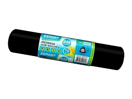 Мешки для мусора 240 л, черные, в рулоне 10 шт., ПВД 80 мкм, 1300х930 мм, EXPORT, exp 24010167 в Пушкино