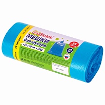 Мешки для мусора 35 л, синие, в рулоне 30 шт., ПНД, 10 мкм, 600х500 мм, Любаша, 608091 в Пушкино