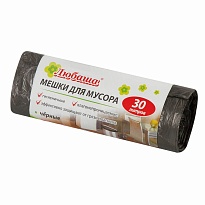 Мешки для мусора 30 л, черные, в рулоне 20 шт., ПНД, 5 мкм, 550х470 мм, Любаша эконом, 605329 в Пушкино Мешки для мусора 30 л, черные, в рулоне 20 шт., ПНД, 5 мкм, 550х470 мм, Любаша эконом, 605329 в Пушкино
