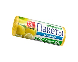 Мешки для мусора 30 л, ароматизированные, Лимон, желтые, в рулоне 20 шт., ПНД, 9 мкм, 560х530 мм, GRIFON Aroma, 101-020 Li в Пушкино Мешки для мусора 30 л, ароматизированные, Лимон, желтые, в рулоне 20 шт., ПНД, 9 мкм, 560х530 мм, GRIFON Aroma, 101-020 Li в Пушкино