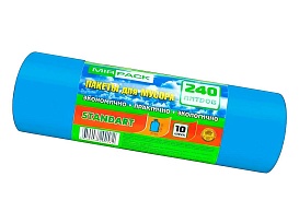 Мешки для мусора 240 л, ароматизированные, синие, в рулоне 10 шт., ПВД 30 мкм, 1300х930 мм, STANDART, 24010661 в Пушкино Мешки для мусора 240 л, ароматизированные, синие, в рулоне 10 шт., ПВД 30 мкм, 1300х930 мм, STANDART, 24010661 в Пушкино