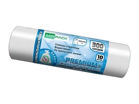 Мешки для мусора 300 л, белые, в рулоне 10 шт., ПВД 70 мкм, 1400х1000 мм, PREMIUM+, 300101602 в Пушкино