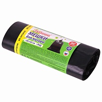 ММешки для мусора 60 л, черные, в рулоне 20 шт., ПНД, 8 мкм, 650х580 мм, Любаша, 608092 в Пушкино