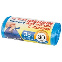 Мешки для мусора 35 л, с ушками, синие, в рулоне 30 шт., ПНД, 11 мкм, 650х500 мм, LAIMA ULTRA, 607684 в Пушкино