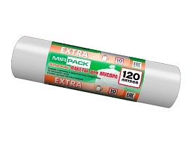 Мешки для мусора 120 л, белые, в рулоне 10 шт., ПНД, 14 мкм, 1100х700 мм, EXTRA, ex1201803 в Пушкино