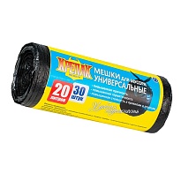 Мешки для мусора 20 л, черные, в рулоне 30 шт., ПНД, 10 мкм, 550х440 мм, Крепак, 4607075710092 в Пушкино Мешки для мусора 20 л, черные, в рулоне 30 шт., ПНД, 10 мкм, 550х440 мм, Крепак, 4607075710092 в Пушкино