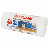 Мешки для мусора 35 л, белые, в рулоне 30 шт., ПНД, 6 мкм, 550х480 мм, LAIMA, 605538 в Пушкино