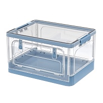 Ящик пластиковый складной прозрачный, дно синее, 490х360х280 мм, с колесиками в Пушкино Ящик пластиковый складной прозрачный, дно синее, 490х360х280 мм, с колесиками в Пушкино