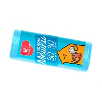 Мешки для мусора 30 л, синие, в рулоне 30 шт., ПНД, 5 мкм, 560х480 мм, Эконом, МЭ3841 (ПМ-30-30) в Пушкино